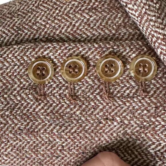 Talbots Maroon Herringbone Wool Blend Blazer - Size 4 - Picture 7 of 8